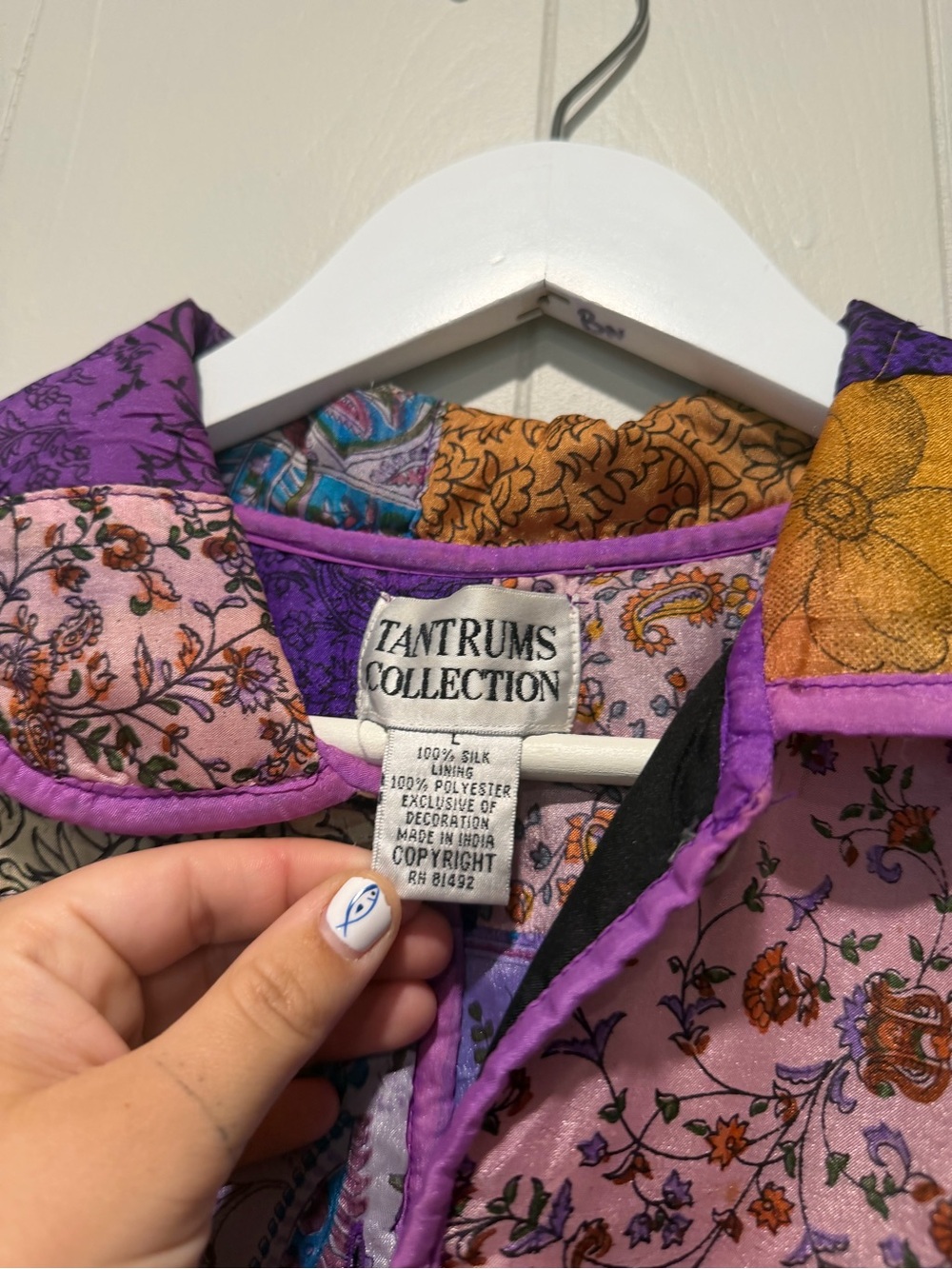 Tantrums Quilted Patchwork Vest in Purple, Pink & Gold - Picture 5 of 6